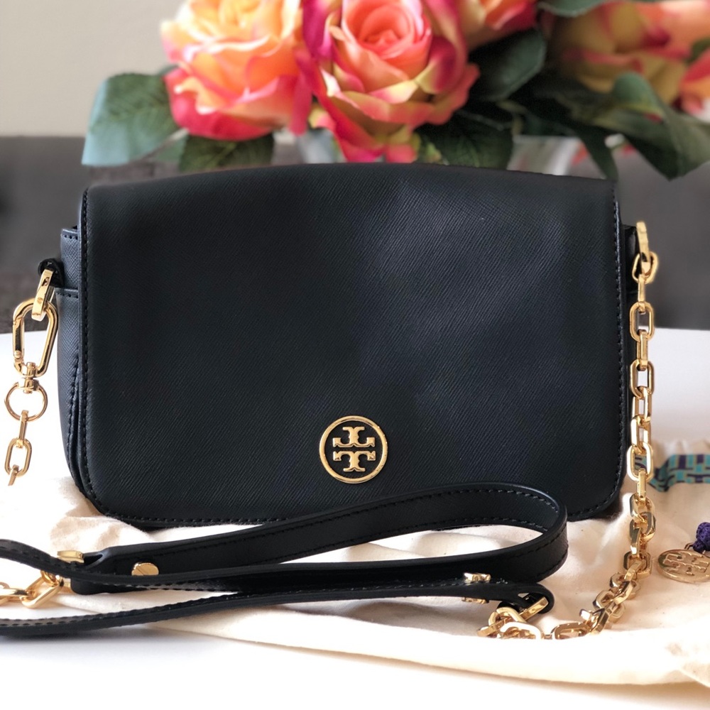 Tory Burch black leather crossbody bag!